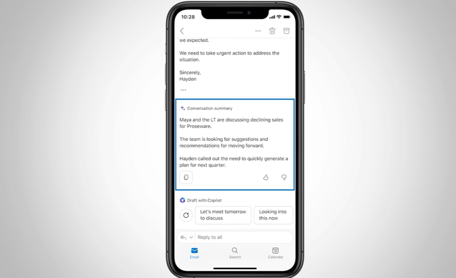 Microsoft 365 Copilot in Outlook app